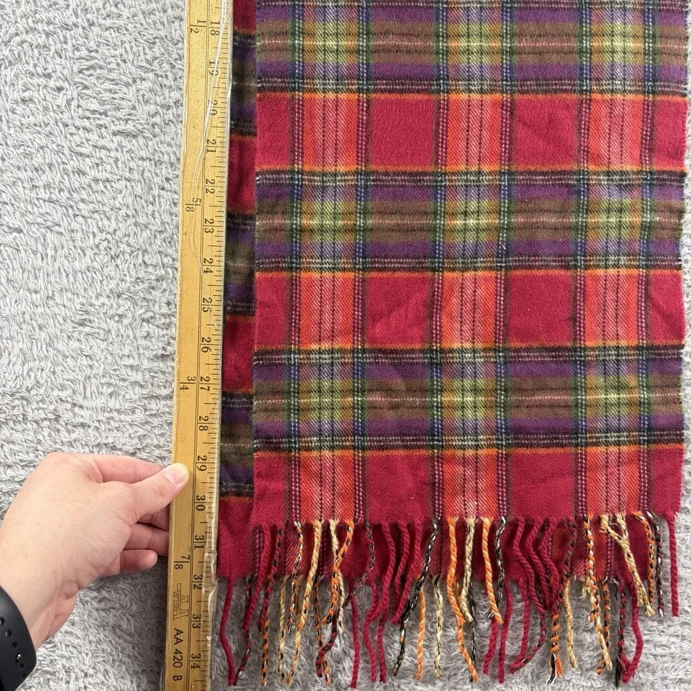 100% Cashmere Scarf Plaid Colorful Made in‎ Scotland Red